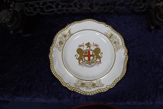 A pair of Spode armorial dinner plates, c.1825, 10.25in.